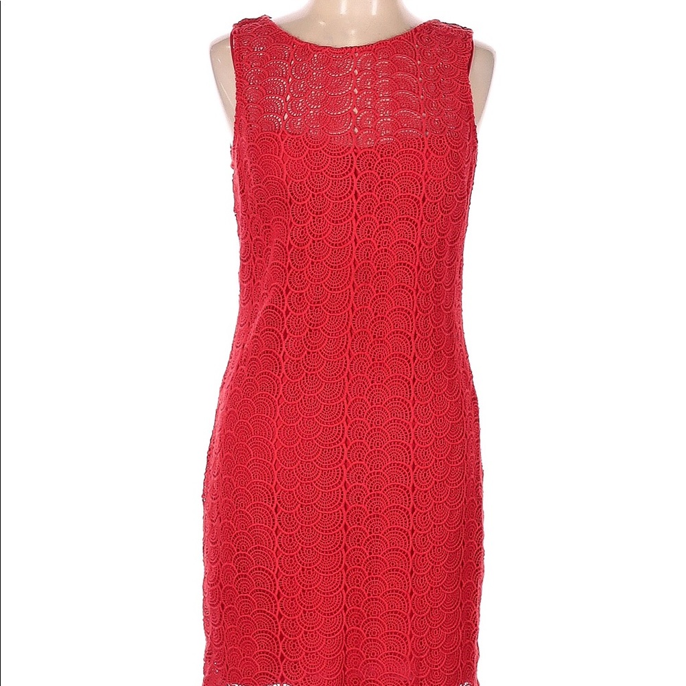 Black Label Saks Fifth Avenue red lace overlay dress sz 2